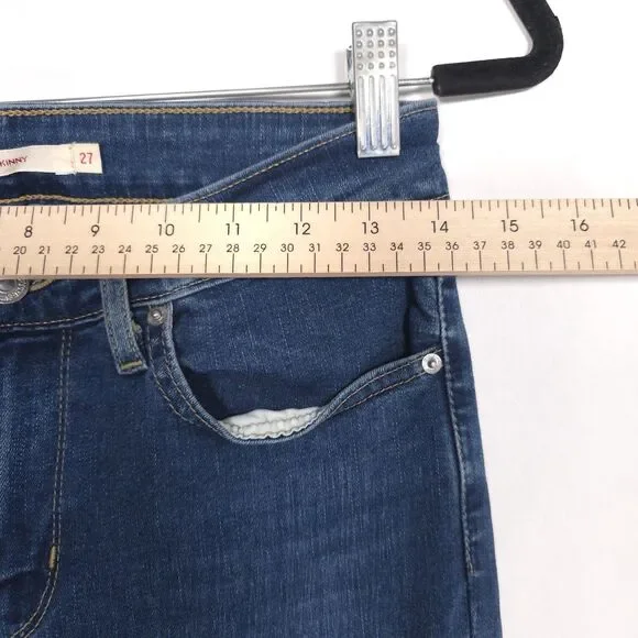 LEVI’S PREMIUM Women’s Jeans 711 Skinny Size 27 Distressed Stretch Cotton - Picture 4 of 12